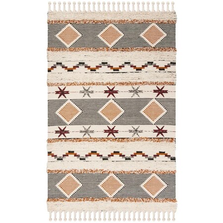 Safavieh 7 x 7 ft. Kenya Square Hand Knotted Rug Ivory & Black-Orange KNY904A-7SQ